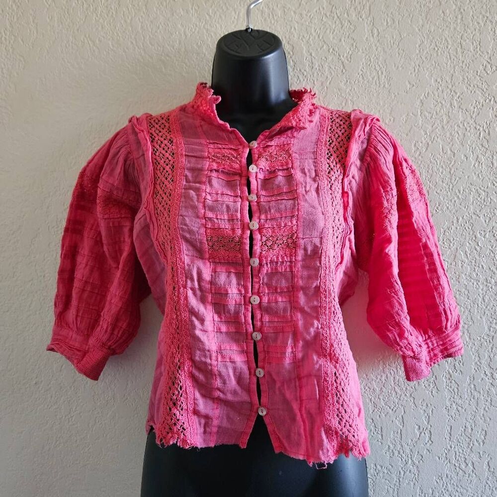 Free People One Rosalind Button Up Top - Picture 2 of 8